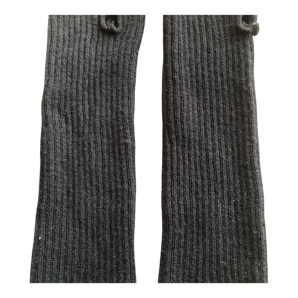 Arm Warmers Fingerless Gloves Ribbed And Cable Knit Sleeve Thumbhole Black 2 Pr